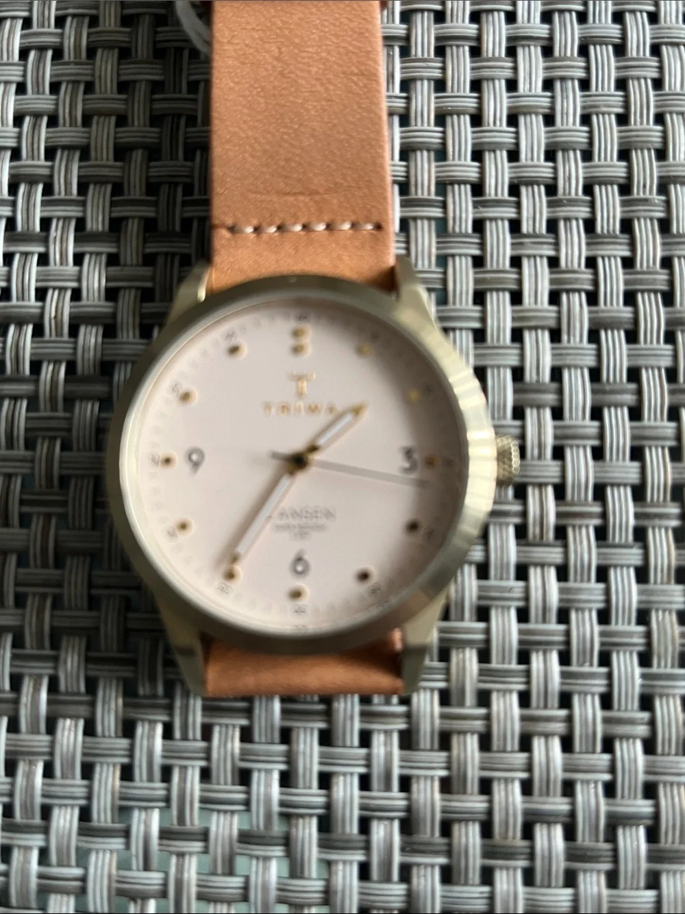 Tan Leather Strap Watch with Cream Dial